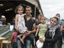 Syrian refugee family at a camp in Passau, Germany - August 2015